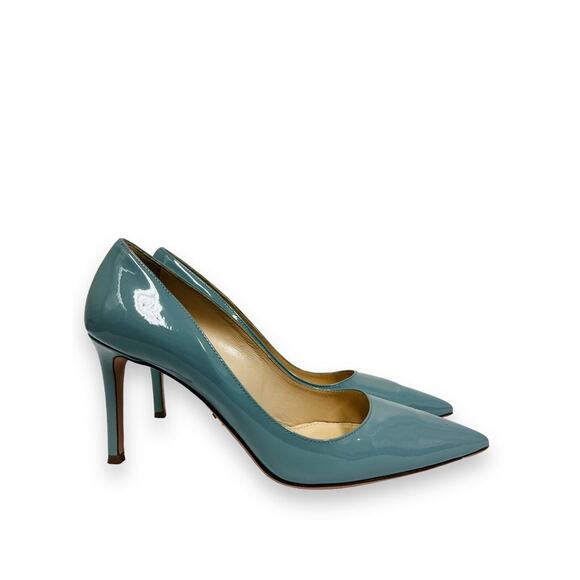 PRADA Blue Patent Leather Pointed Toe Heels 100 mm Pumps 39 US 9 - Picture 5 of 8